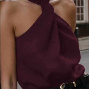 Burgundy Cross Halter Tank